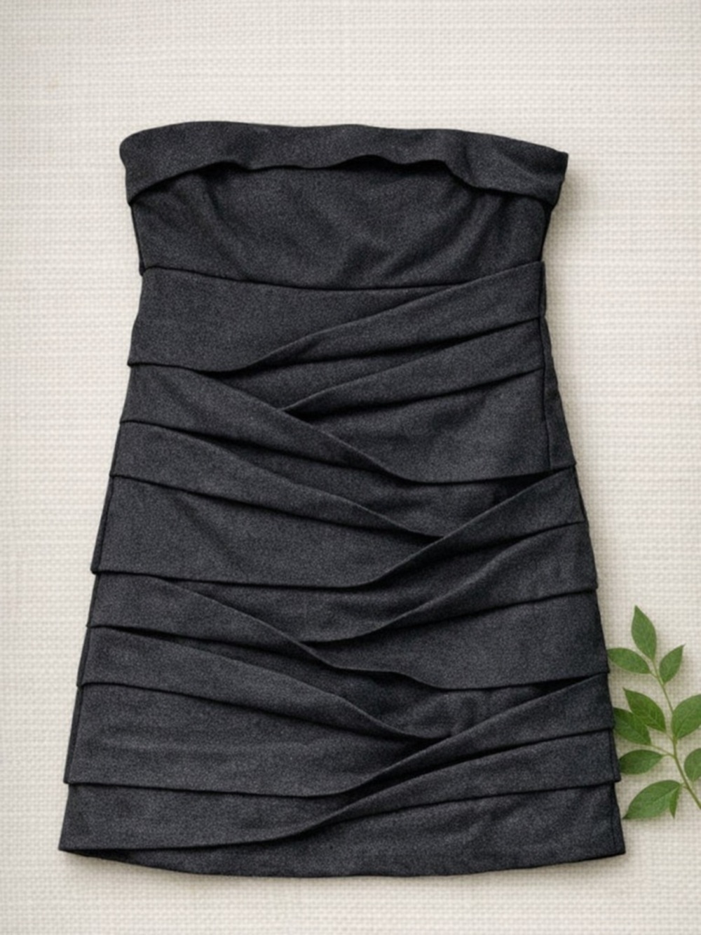 Dynamite Black Ruched Strapless Mini Dress – Size Medium